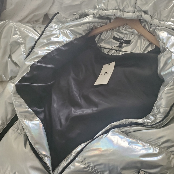 7 For All Mankind Halographic Puffer Jacket - Picture 3 of 7